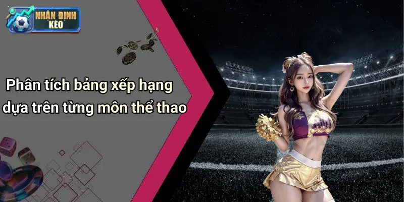 Phân tích bảng xếp hạng dựa trên từng môn thể thao